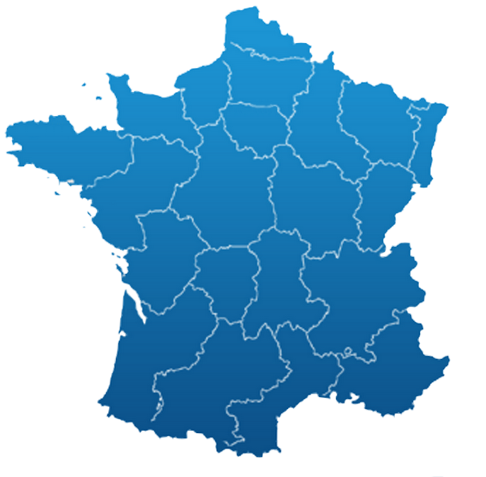 carte de la france avec marqeurs pour les agences